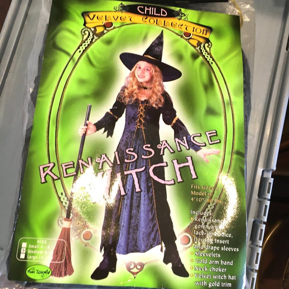 Renaissance Witch Velour Velvet Dress & Hat Child NWT NOS